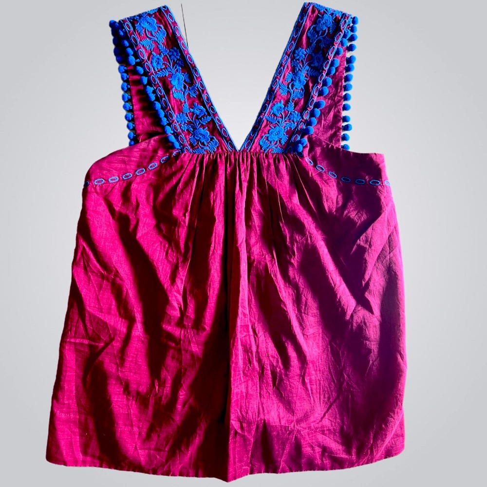 J Crew Boho embroidered maroon Tank Top